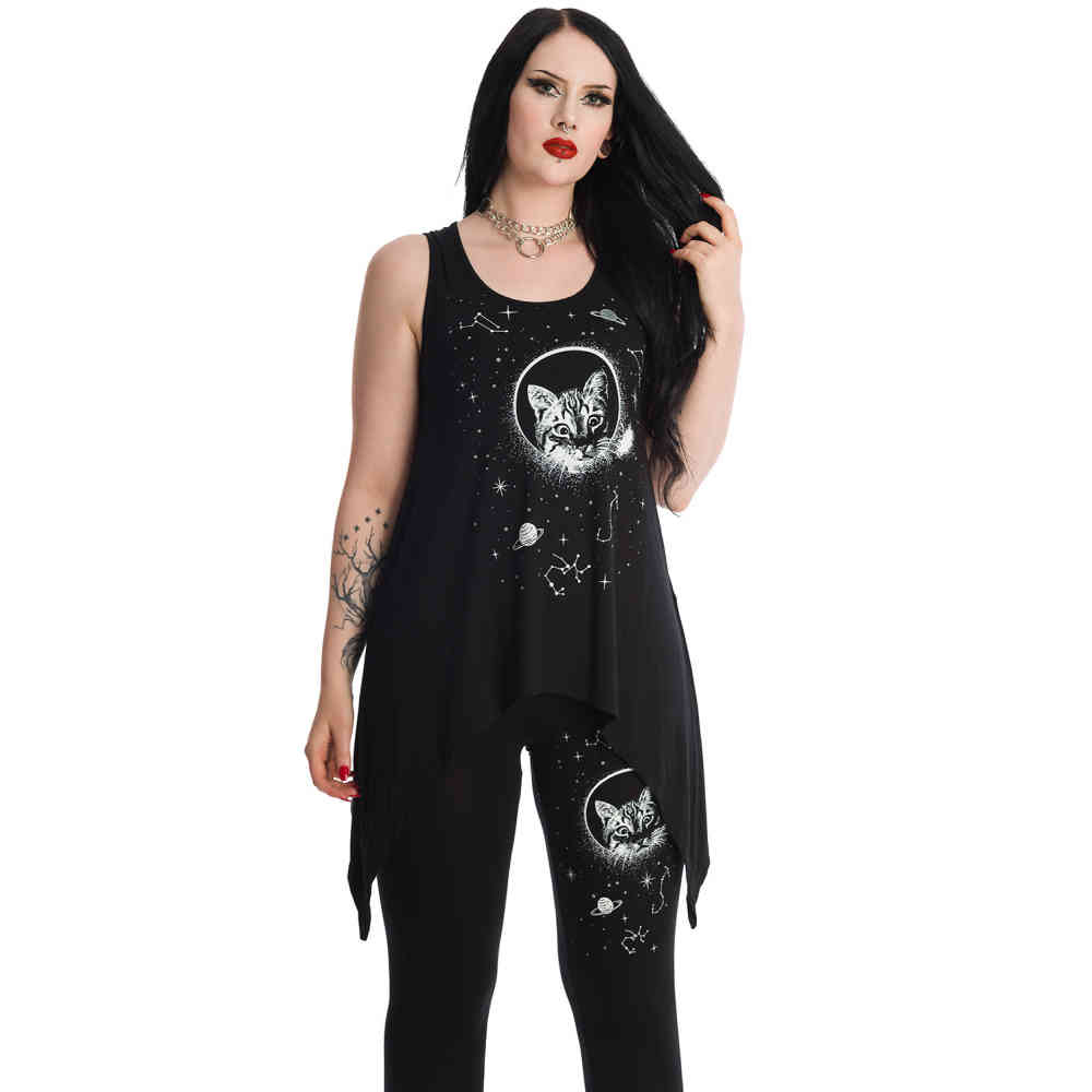 Banned - SPACE CAT Top - Zwart